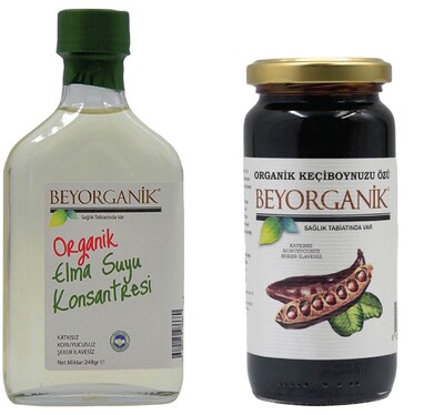 Organik Elma Suyu Konsantresi 245 gr ve Keçiboynuzu Özü 315 gr - 1