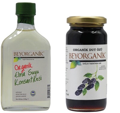 Organik Elma Suyu Konsantresi 245 gr ve Dut Özü 315 gr - 1