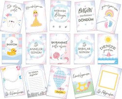 Bebek Anı Kartları 40 adet - Pembe - Mavi - 4